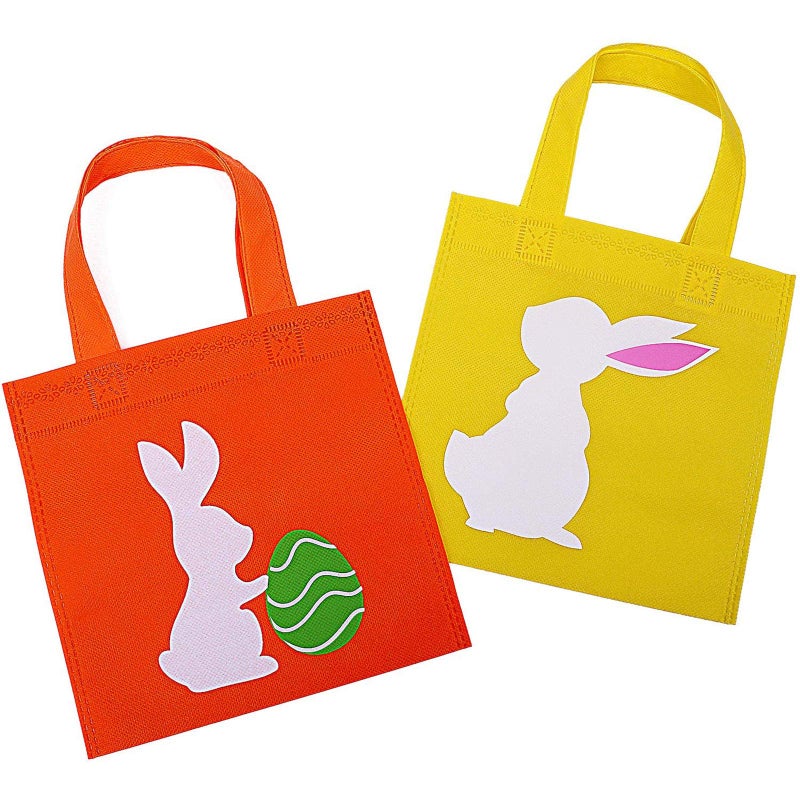 Elcoho 30 Pieces Easter Non-woven Bunny Bags with Handles 8Ã—8 Inch Easter Treat Bag Bulk Goodie Gift Bags for Easter Party Favors - Image 3